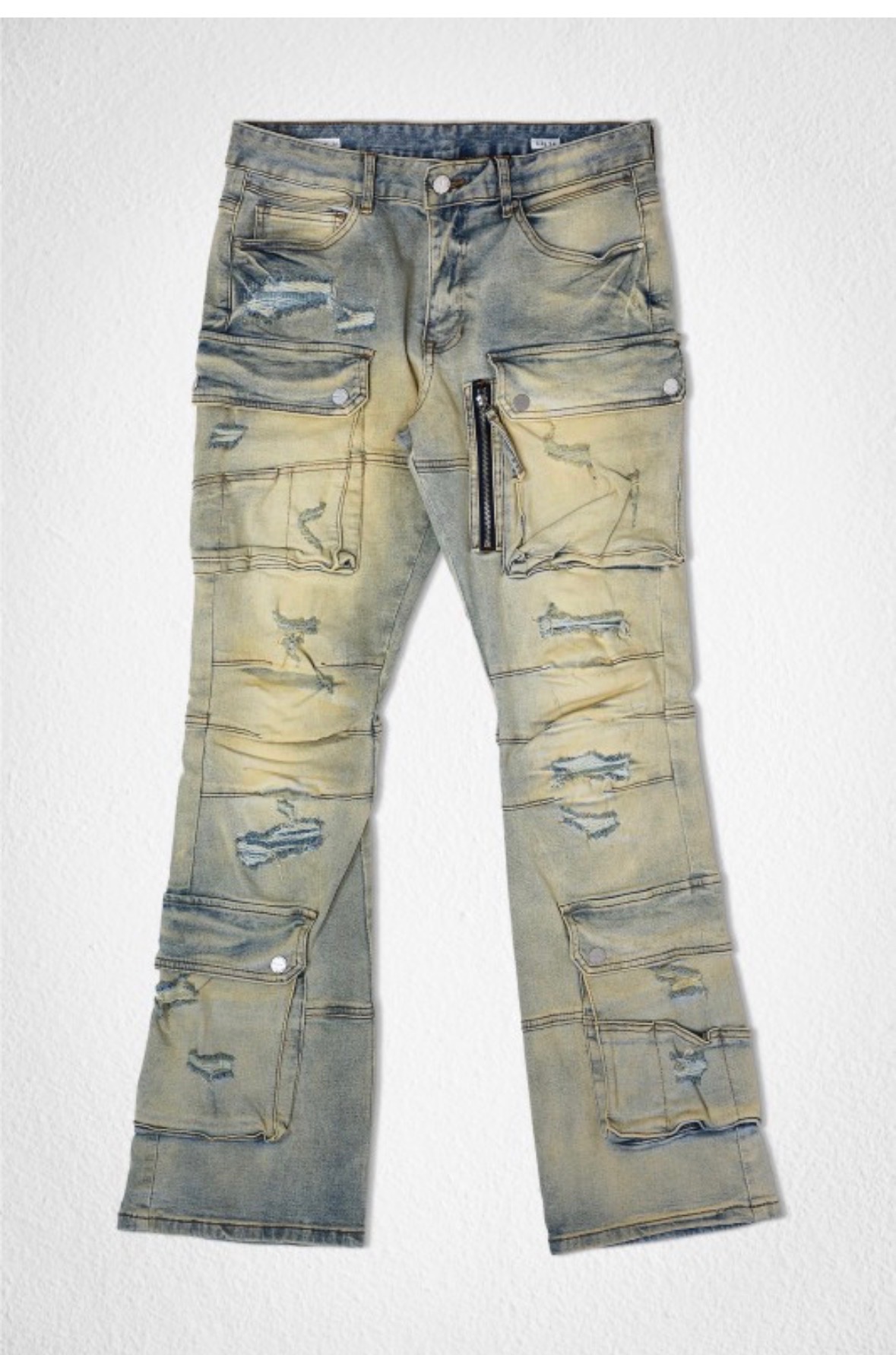 FIRSTROW Light Wash Embroidered Flare Jeans