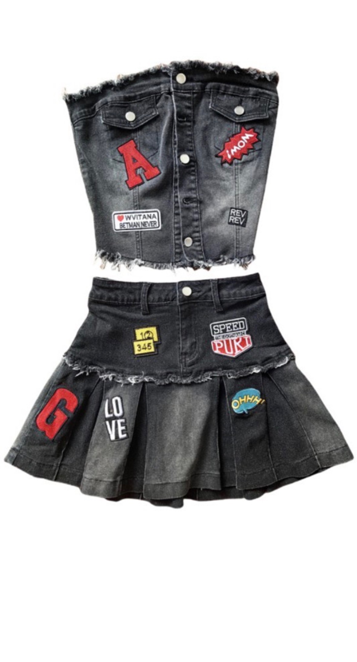 Strapless Tennis Denim Set