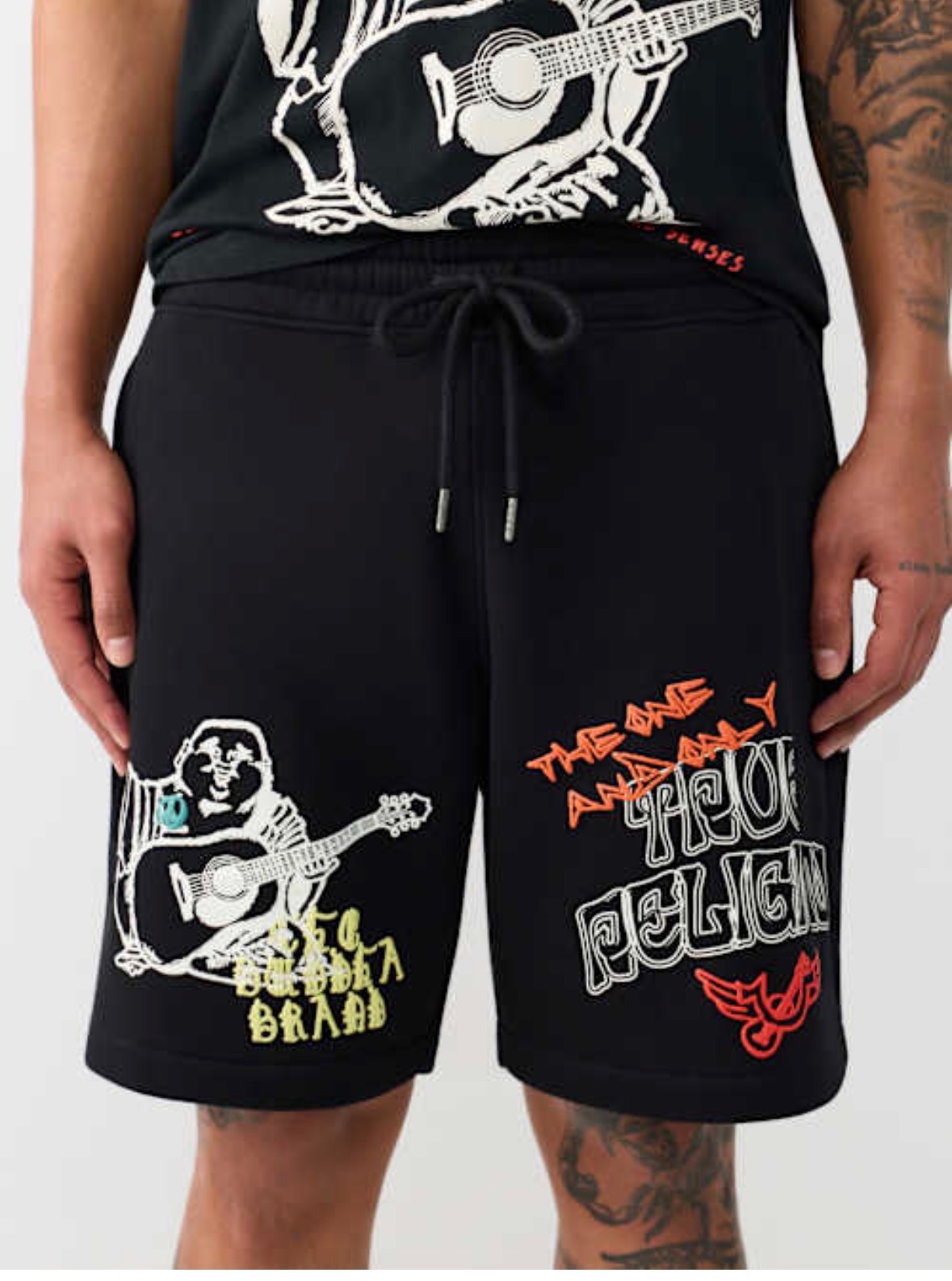 TRUE RELIGION Graphic Fleece Shorts
