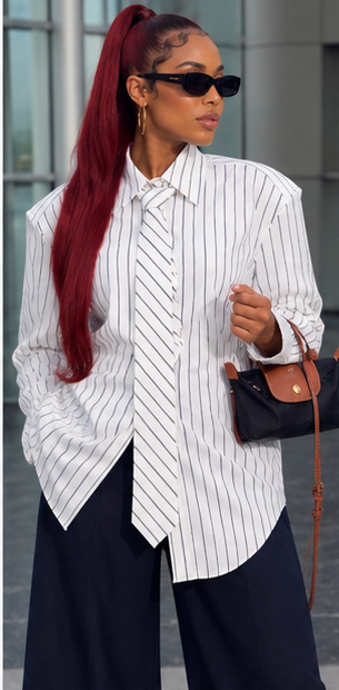 Stripey Collared T-shirt W Tie