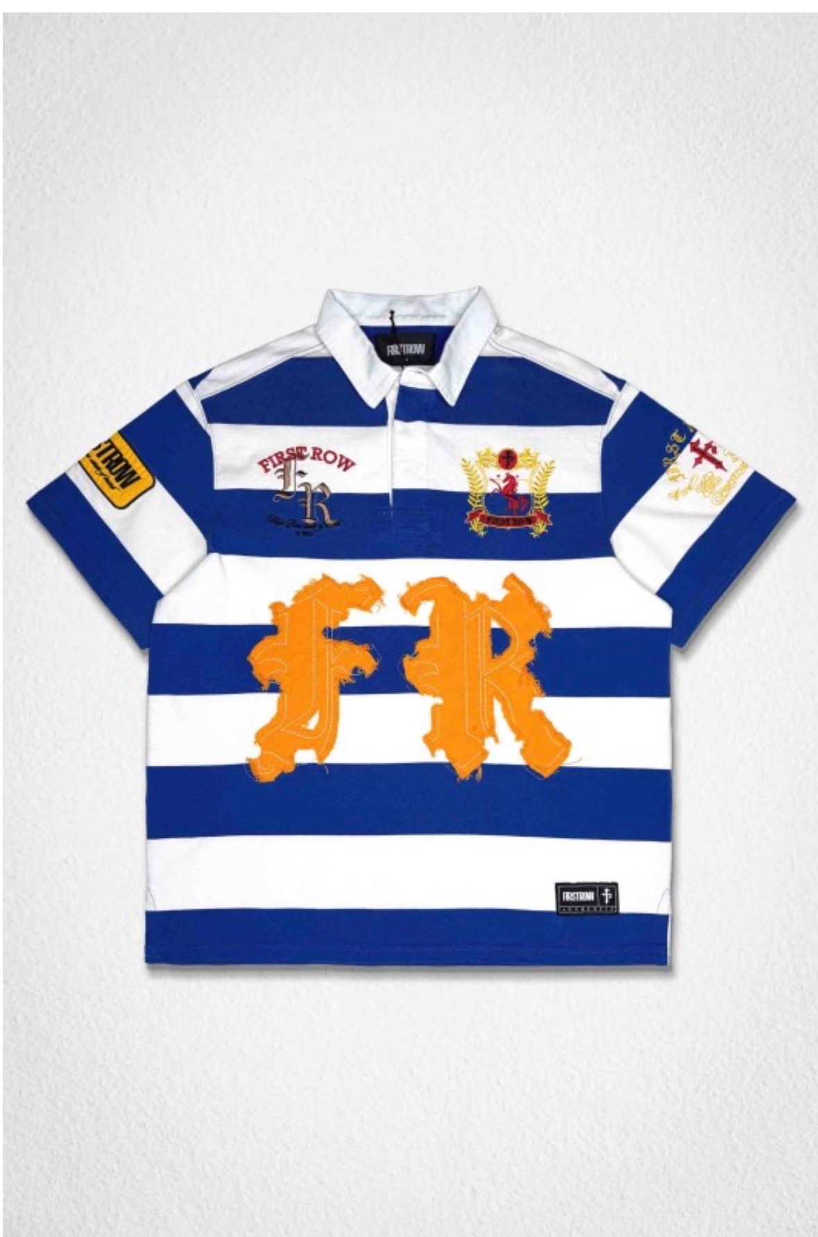 FirstRow Blue Striped Graphic Polo