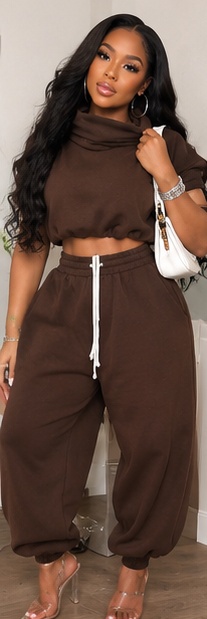 HighNeck LovelySweatshirt Set