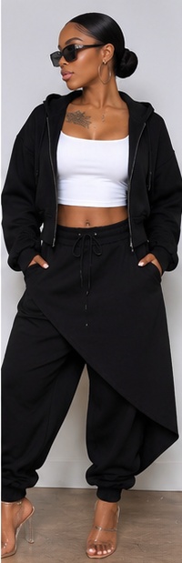 Crop Hoodie Zip Up & Pants Set